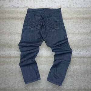 Vintage Y2K Qruel Skater Jeans 34x34 Straight Leg Metallic Blue Wash Denim Rap